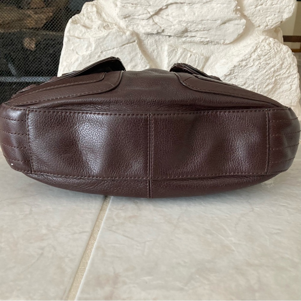 NWOT Elliott Luca dark brown leather shoulder “Moto Hobo” style bag - Picture 8 of 12